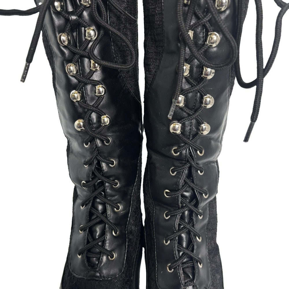 Ellie Rebecca Boot Black Lace Up 10 Spool Heel Witchy Whimsigoth Dark Romantic - Picture 6 of 16